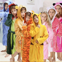 Winter Kigurumi Unicorn Dinosaur Hooded Children Bathrobes Kids Bath Robe Animal For Boys Girls Pyjamas Nightgown Kids Sleepwear