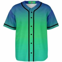 Baseball Jersey - blue green Ombre fade