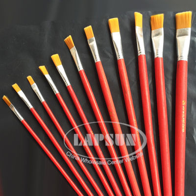 11 Pcs Set 5mm-20mm Flat Tip Nylon Hair Watercolor Acrylic Brush Artists Paint Pen Brush