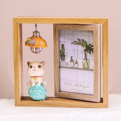 Creative Nordic Wooden Photo Frame Double Side Rotating Rotation Frames Home Decoration