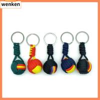 WENKEN 3Pcs ห่วงโซ่กุญแจ สายเชือกร่มชูชีพ พวงกุญแจเชือกเส้นเล็ก หัวเข็มขัดพาราคอร์ดแบบทอ จี้ลูกกลม ของใหม่ เครื่องมือการเอาชีวิตรอด พวงกุญแจรูปกุญแจ กิจกรรมกลางแจ้งกลางแจ้ง