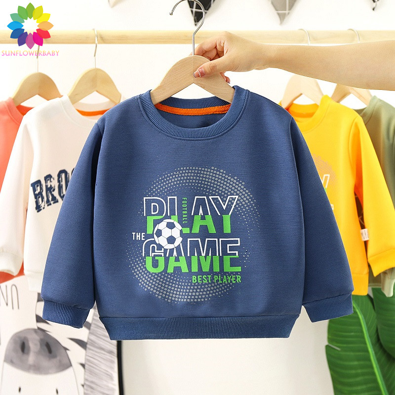 Boys Sweatshirt for Kids Dinosaur Shark Jumper Cotton Casual Top Long Sleeve Pullover T-Shirt Toddler Girls Shirts Baby Clothes 1-8 Years 
