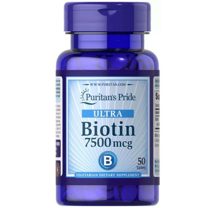 สหรัฐอเมริกานำเข้าของ Biotin 7500ไมครอน X 50ผิวสุขภาพผม Pulipu Lai Puritan Spride Th