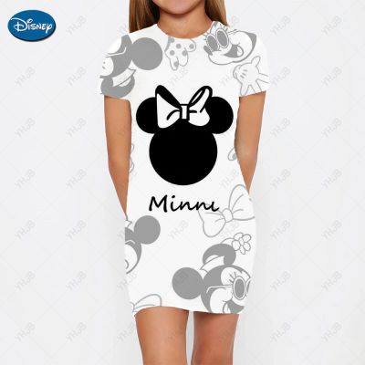 Fashion Girl Cute Dress Summer New O-Neck Short Sleeve Disney Mickey Mouse Childrens Birthday Party Role Playing Dress