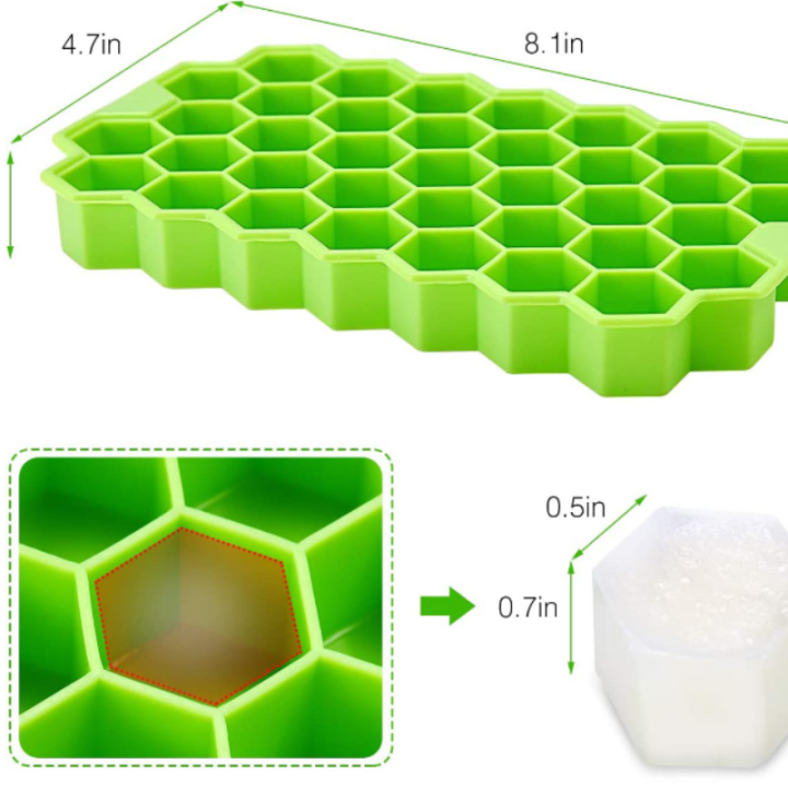 ถาดน้ำแข็งซิลิโคนรังผึ้งเคลื่อนย้ายได้37ถาดพร้อมแม่พิมพ์ก้อนน้ำแข็งซิลิโคนฝาปิดที่ถอดออกได้ปลอดสาร-bpa