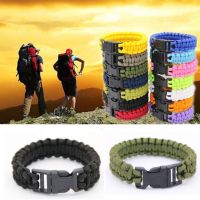 เชือกพาราคอร์ดหัวเข็มขัดสร้อยข้อมือ Paracord ทออุปกรณ์ฉุกเฉินหัวเข็มขัดพลาสติกกลางแจ้ง LTK376111