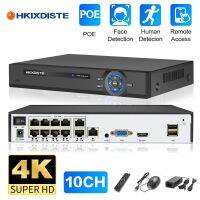 H.265 4K 8CH 10CH POE NVR สำหรับนิรภัย IP กล้องวงจรปิดระบบ CCTV XMEYE การตรวจจับใบหน้า8MP 4CH เครื่องบันทึกวีดีโอเครือข่าย