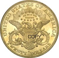สหรัฐระบุ1891 1891 Cc 1891 S 20ดอลลาร์นกอินทรีคู่เสรีภาพกับคำขวัญยี่สิบดอลลาร์โลหะทองเหลืองสำเนาเหรียญ LYB3816เงินธนาคาร