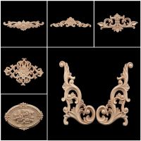 1PC Floral Wood Carved Corner Applique Wooden Carving Decal for Furniture Cabinet Door Frame Wall Home Decor Crafts