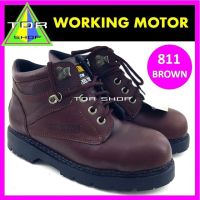 รองเท้าหัวเหล็ก หนังแท้ หุ้มข้อ WORKING Motor รุ่น 811 สีน้ำตาล ใส่ทำงาน หนังวัวแท้