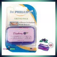 Ortho Wax Blueberry (Dr. phillips) ขี้ผึ้งสำหรับคนจัดฟันกลิ่นบลูเบอร์รี่ ป้องกันการระคายเคือง การบาดเนื้อเยื่อในช่องปาก (1 Pack=2 กล่อง)