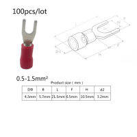 100ส้อมจิ้มผลไม้ก่อนหางปลามีฉนวนส้อมชนิดเย็นเทอร์มินัล0.5-1.5mm2 1.5-2.5mm2 2.5-4mm2 4-6mm 2ทองแดงจีบ