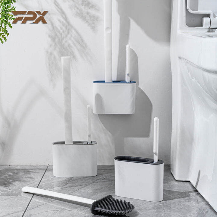 FPX New Toilet Brush Set Silicone Toilet Brush Wall Mounted Flat Head