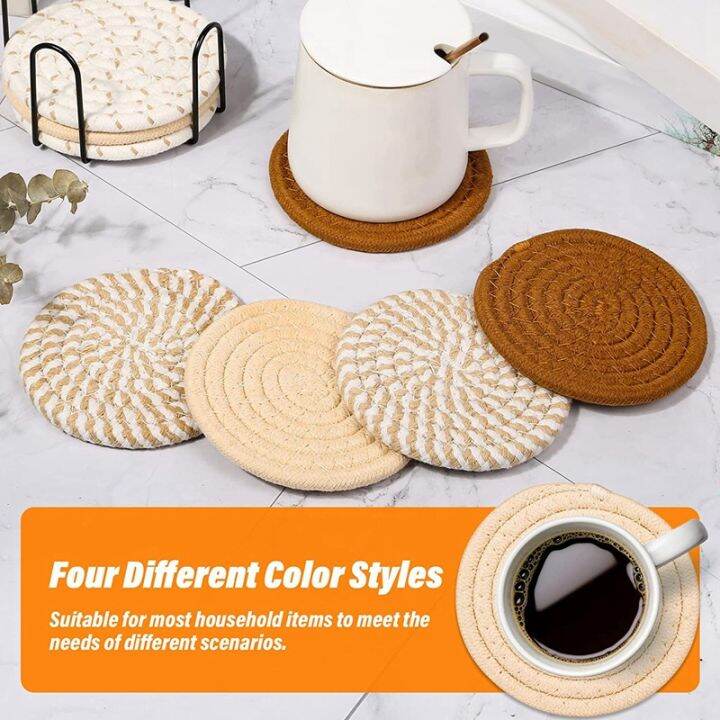 8-pcs-drink-coasters-with-holder-4-colors-absorbent-coasters-for-drinks-cotton-woven-coaster-set-for-home-decor