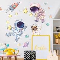 starry sky childrens room decoration background self-adhesive wallpaper astronaut rocket star wall