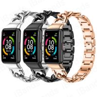 ▧ Cowboy Chain Watch Band dla Huawei Band 6 / Honor Band 6 Alloy bransoletka luksusowe akcesoria do wymiany paska na rękę