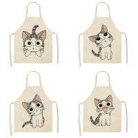 Cute Big-eyed Cat Apron Home Kitchen Cooking Anti-fouling Apron Adult Cleaning Tool Childrens Linen Apron Parent-child Wear Aprons