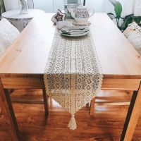 Bohemian Cotton Woven Lace Table Runner with Tassels, Decorative Table Runner Wedding Decoration Home Decor