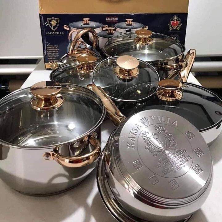 KAISA VILLA KV1004 12 Piece Stainless Steel Induction Cookware Set