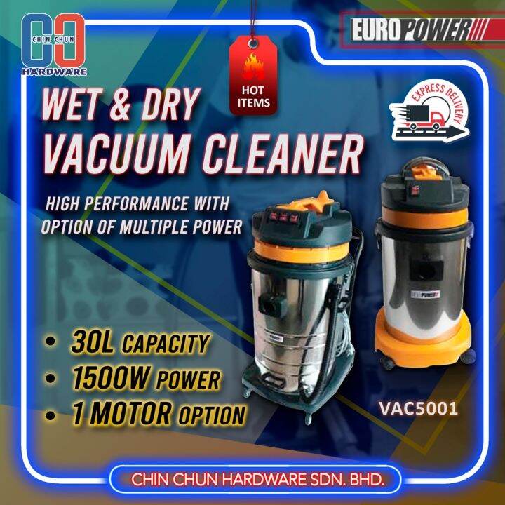 EUROPOWER VAC5001 30L WET DRY VACUUM CLEANERCAR WASH VACUUMWET VACUUM