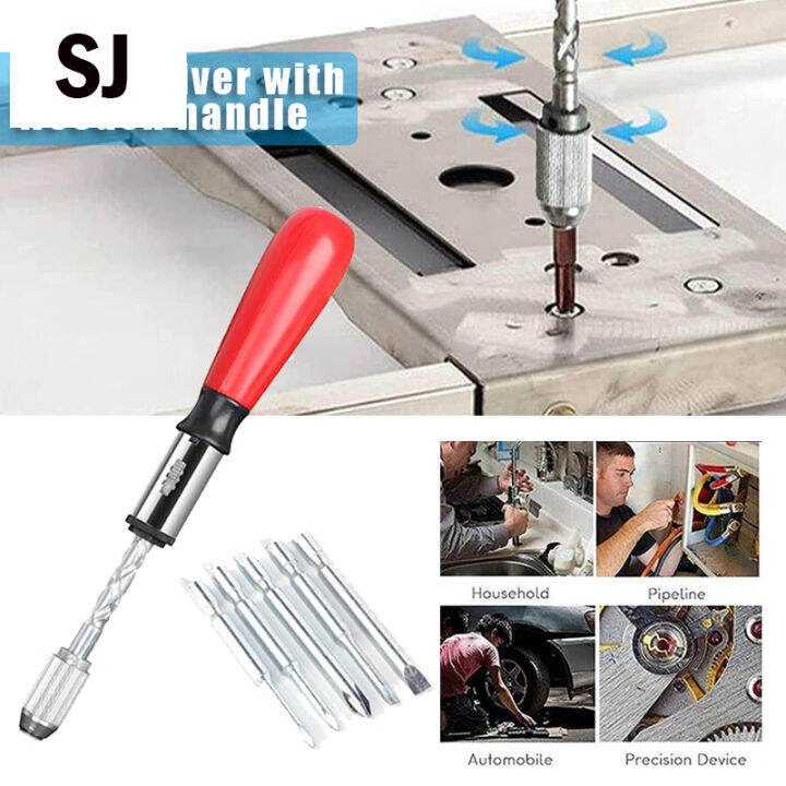 Push Pull Ratchet Screwdriver Set 5 in 1 Screwdriver Bit Set Sleeve