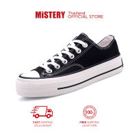 MISTERY รองเท้าผ้าใบ สูง 3 ซม รุ่น CLASSIC PLATFORM สีดำ（L5615）