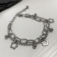 [COD] and Korean style ins stainless steel hollow flower beads double layer fairy bracelet personality simple hand decoration daily