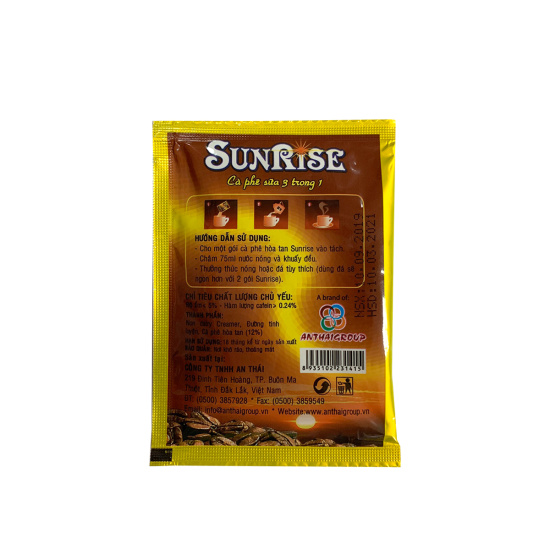 Cà phê sữa 3in1 sunrise, gói pha pha uống liền - ảnh sản phẩm 3