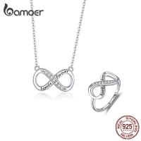 BAMOER Infinity Love Family Forever Clear CZ 925ชุดเครื่องประดับเงินสเตอร์ลิงสำหรับเครื่องประดับแฟชั่นผู้หญิง ZHS160