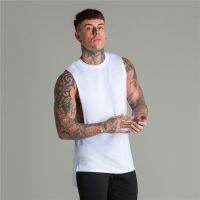 hot【DT】 Extend Cut Gym Men Fashion Hip Hop Workout Clothing Loose Side Sleeveless Shirts