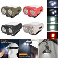 เซ็นเซอร์หมวกคลิปบนแสงไฟหน้า6โหมดซัง LED ไฟหน้า USB ชาร์จฉุกเฉินโคมไฟหัวสำหรับตั้งแคมป์กลางแจ้งเดินป่าตกปลา