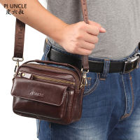 Men Genuine Leather Cowhide Small Shoulder Messenger Bags Cross Body Mobile Phone Pocket Hand Bag Belt Waist Pack Fanny Purse