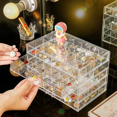 [COD] Jewelry box home earring storage compartment large capacity multi-layer diamond exquisite earrings ring amazon