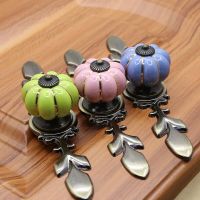 Zinc Alloy Ceramic Pumpkin Handle Pastoral Cabinet Drawer Shoe Cabinet Door Pulls Single Hole Drawer Knobs Wardrobe Handles Door Hardware