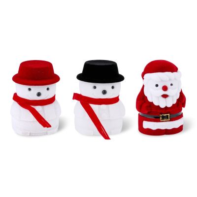 1 Piece Snowman Velvet Jewelry Box Santa Claus Ring Box Jewelry Container for Earrings Display Christmas Gift Box Holder