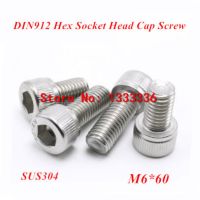 50pcs M6x60 DIN912 Hex socket head cap screw 304 stainless steel Hexagon Allen Cylinder bolt