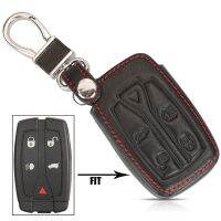 fgjfykjd jingyuqin 5 Buttons Leather Car Key Case For Land Rover NT8TX9 Freelander 2 LR2 Sport Smart Remote Cover Protection Replacement