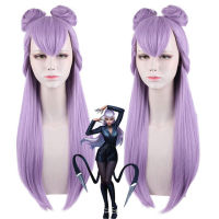 70ซม. อะนิเมะเกม KDA Baddest Evelynn คอสเพลย์ Wigs LOL KDA คอสเพลย์ยาววิกผมสีม่วง Buns ผมทนความร้อน