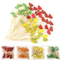 100Pcs Disposable Bamboo Picks Fruit Sticks For Kids Cocktail Decor Picks Salad Sandwich Buffet Toothpicks Wedding Party Supply