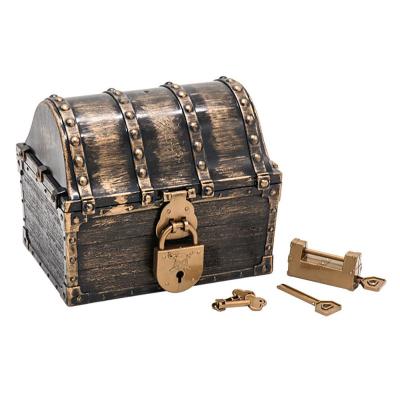 Pirate Treasure Hunting Box &amp; 2 Lock Children Treasure Box Retro Plastic Large Storage Boxes Toy Jewelry Playset Pack Kid Gift