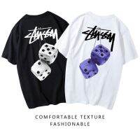 ﹊❍✧ 2023 new pure cotton dice dice stucco short-sleeved T-shirts for men and women couple models student loose T-shirts