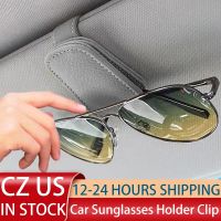 Car Sunglasses Holder Clip Cars Ticket Card Interior Accessory Black/Gray Magnetic Leather Eyeglass Hanger