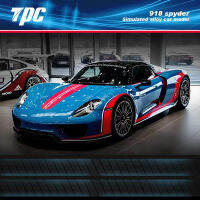 TPC 1:64รุ่นรถ918 Spyder โลหะผสมหล่อวิ่งกีฬายานพาหนะรุ่นรูปสีฟ้า