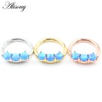 Alisouy 1pc Stainless Steel Opal Ear Hoop Tragus Helix Cartilage Earring Septum Ring Clicker Nose Ring Body Piercing Jewelry