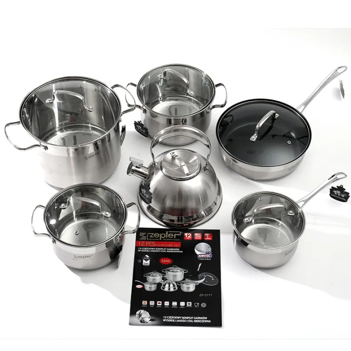 Zepter German stainless steel 12 piece set stainless steel induction ...