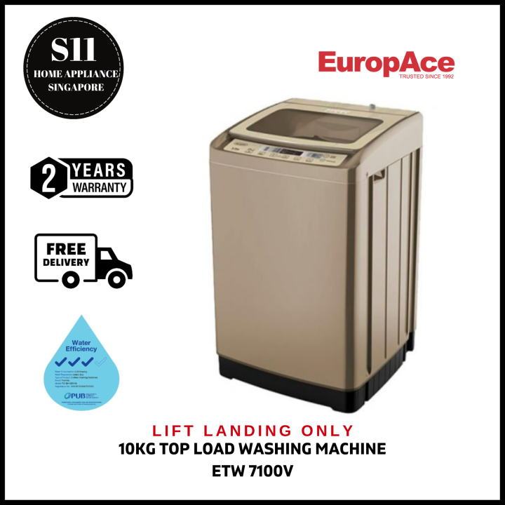 EuropAce ETW 7100V 10KG Top Load Washing Machine (Champagne Gold / Gun