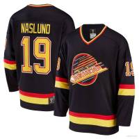 NHL Vancouver Canucks Jersey Markus Naslund Black Tshirts Long Sleeve Fans Sports Tops Plus Size