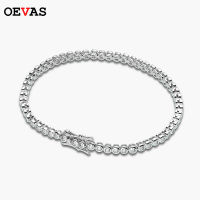 OEVAS 100 925เงินสเตอร์ลิง2มิลลิเมตร Moissanite สร้อยข้อมือเทนนิสสำหรับผู้หญิงเพชรพลอยสร้อยข้อมือประกายแต่งงานเครื่องประดับ Fine