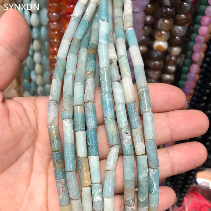 5*13mm Natural Semi-precious Matte Stone Loose Spacer Beads Tube Jewelery Coloful Cylindrical For Diy Fewelery Spacer Beads 15"