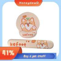 HONEYDEWD 2PCS บ้านในบ้าน ออฟฟิศสำหรับทำงาน ฐานกันลื่น คอร์กี้ น่ารักน่ารักๆ 2 in 1 ที่พักข้อมือคีย์บอร์ด แผ่นรองเมาส์ ที่พยุงข้อมือ ชุดเซ็ต